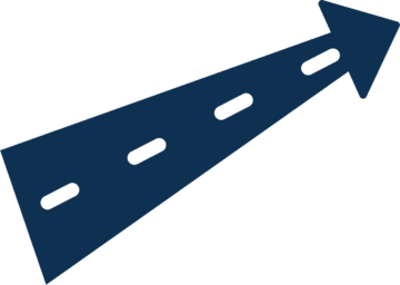 An arrow with road stripes pointing right.