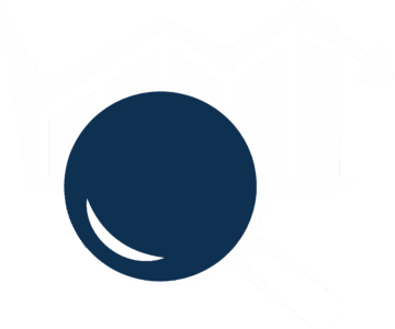 Hand drawn magnifying glass over downwards trending data in blue and white.