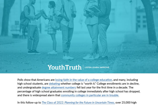 First page of YouthTruth's Who Plans to Go to College? report.