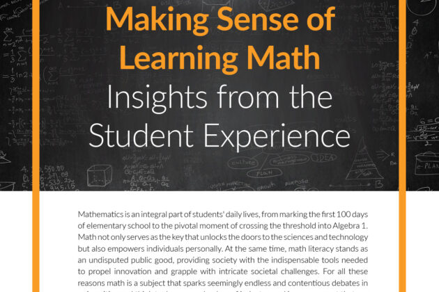 Front page of Making Sense of Learning Math: Insights from the Student Experience report.
