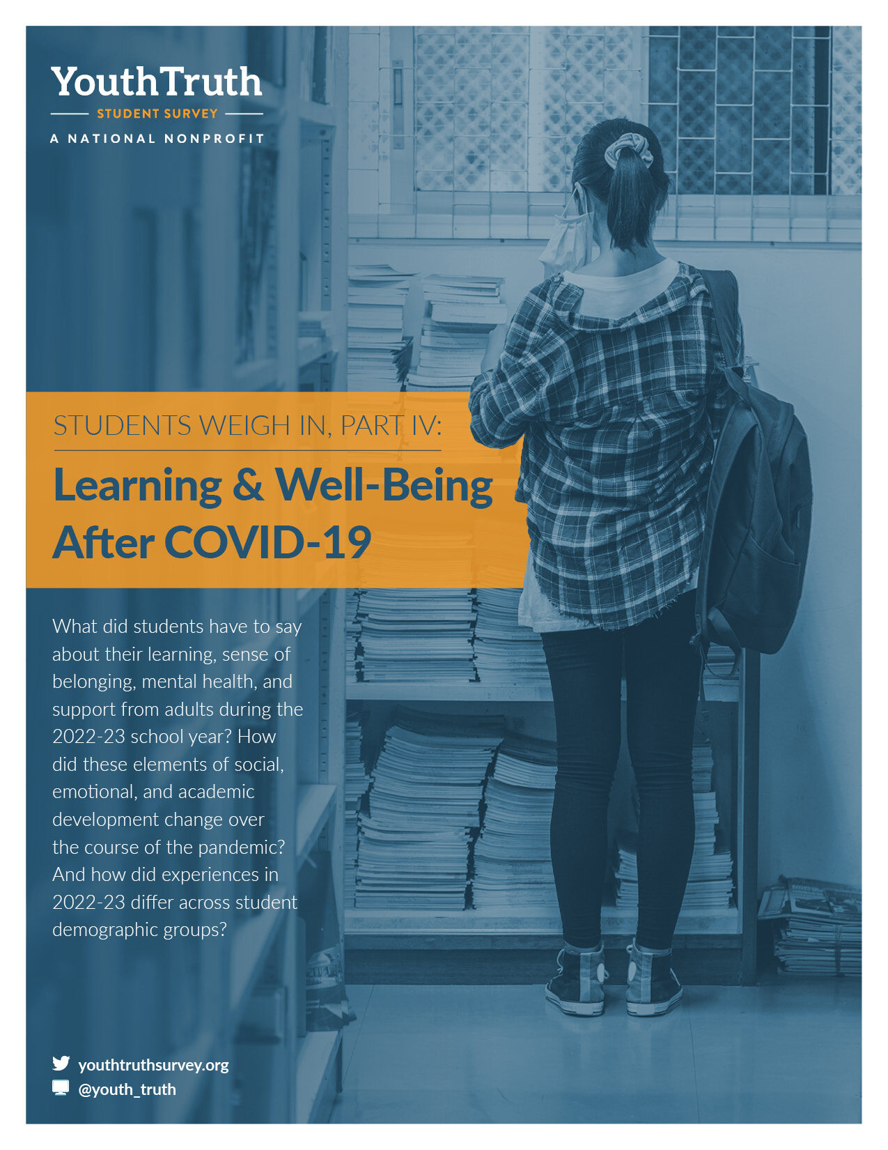 The front cover of Students Weigh In, Part IV: Learning & Well-Being After COVID-19