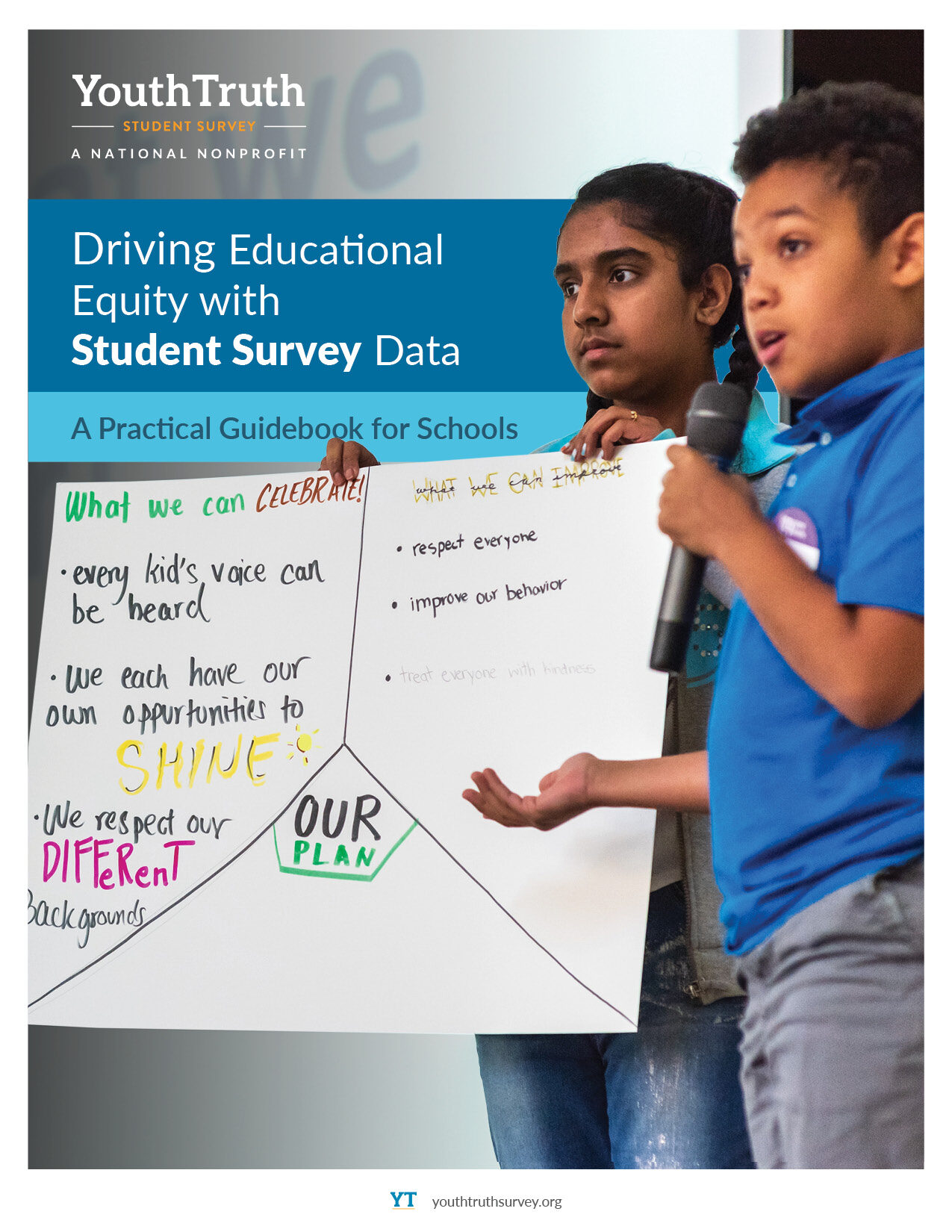 The front cover for YouthTruth's Driving Educational Equity with Student Survey Data guidebook