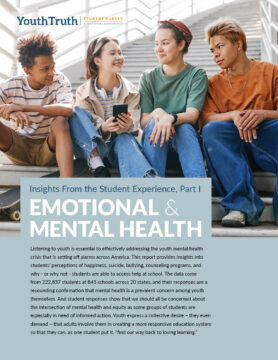Front page cover of YouthTruth's Emotional and Metal Health report
