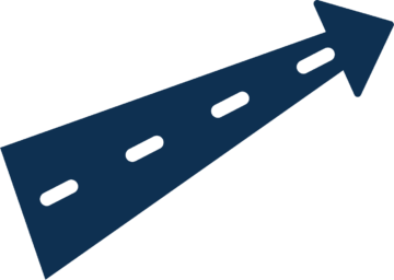 An arrow with road stripes pointing right.
